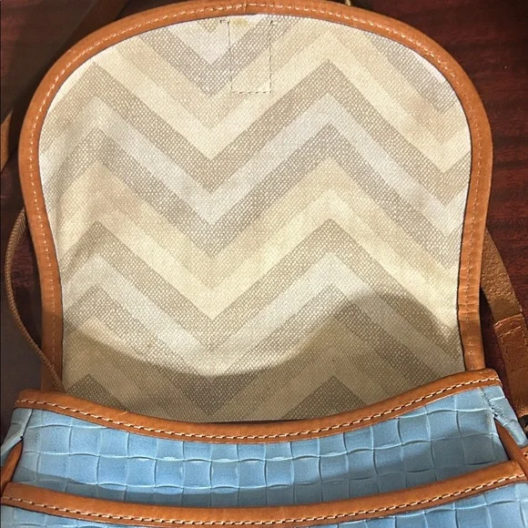 Dooney & Bourke Light Blue and Tan Crossbody Bag - Picture 3 of 7